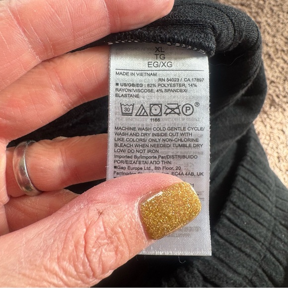 GAP Body Ribbed Wide Leg Pull On Pants Size XL 30 Inseam Mid Rise Pockets Black - Picture 7 of 11